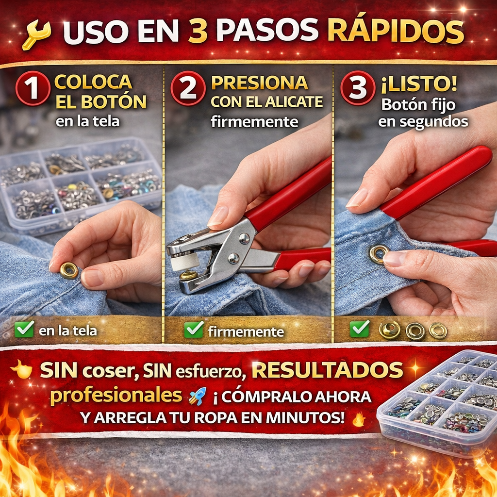 Juego de Botones con Alicate de Presión