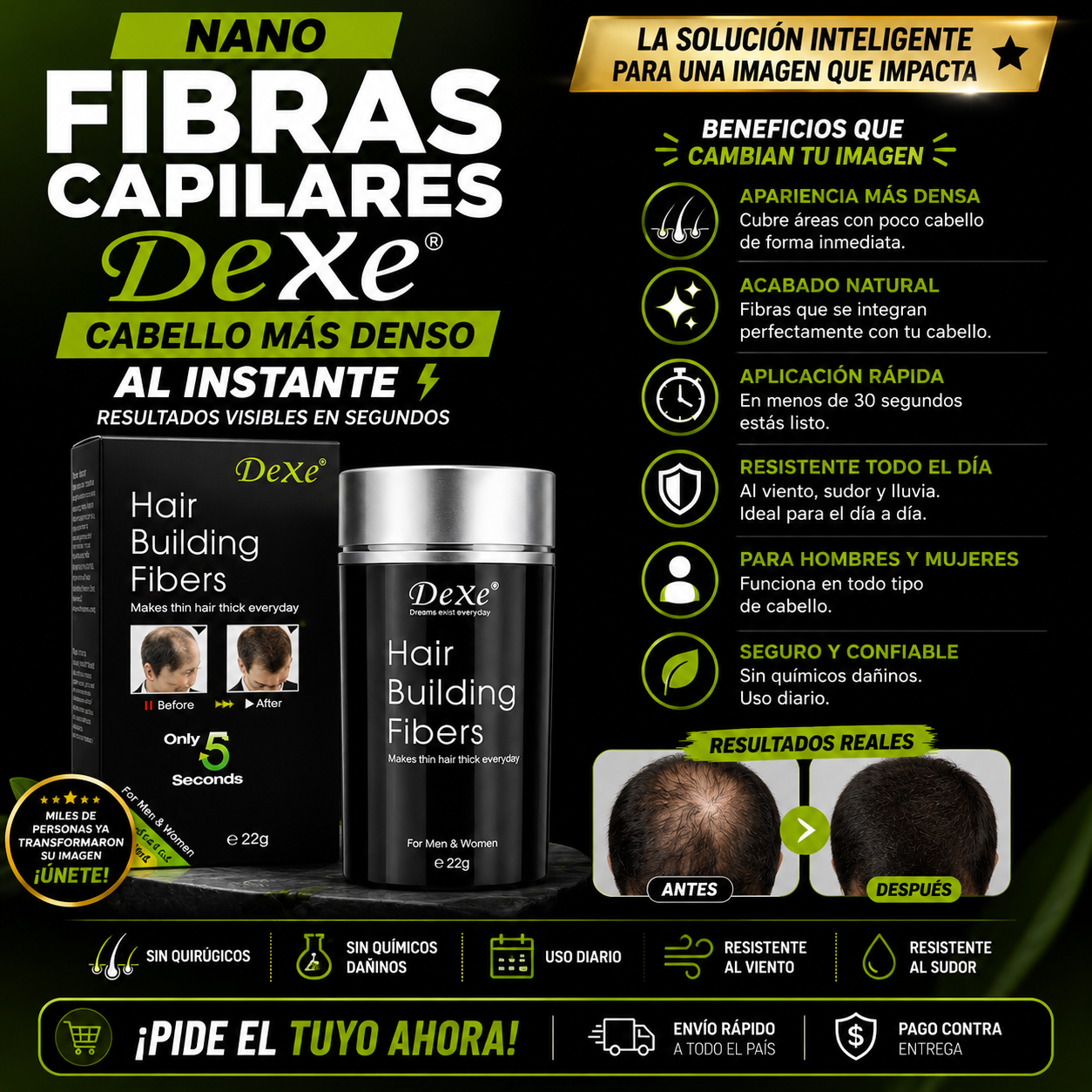 Nano Fibras Capilares DeXe Aumento de Cabello