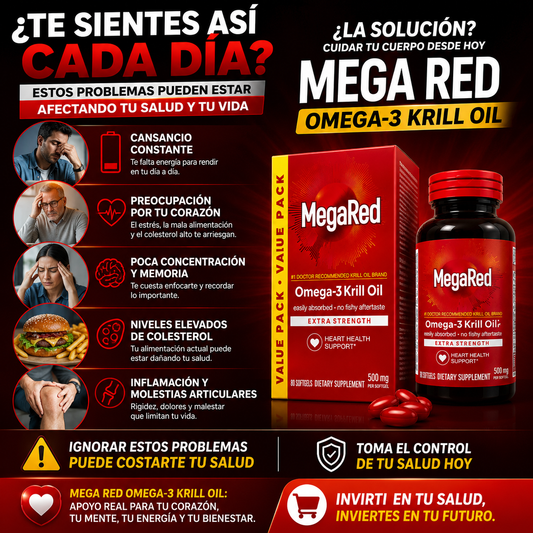 MegaRed CardioMax Omega-3 Premium - Recupera Energía, Bienestar y Protege tu Corazón cada día