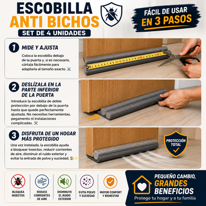 Escobilla Anti Bichos para Puertas Set de 4 Unidades