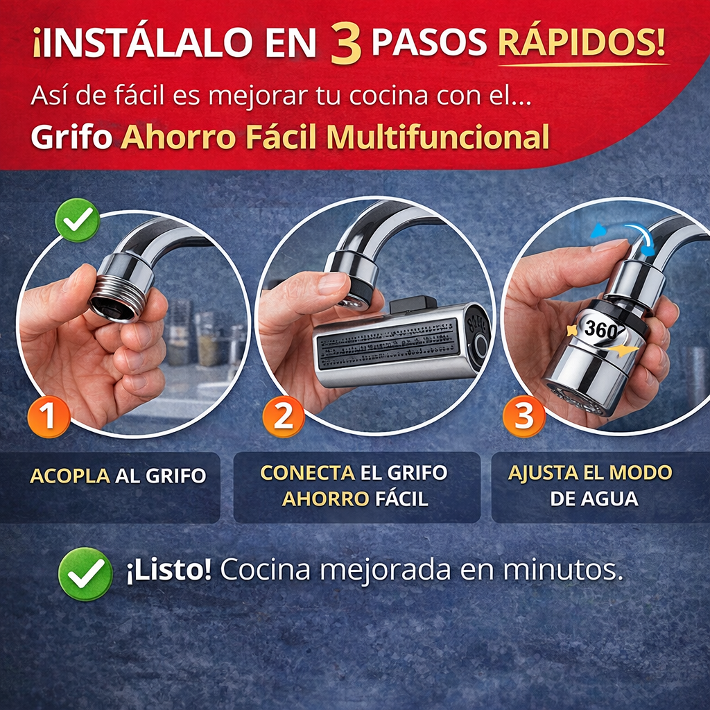 GRIFO UNIVERSAL MULTIFUNCIONAL - AHORRADOR DE AGUA