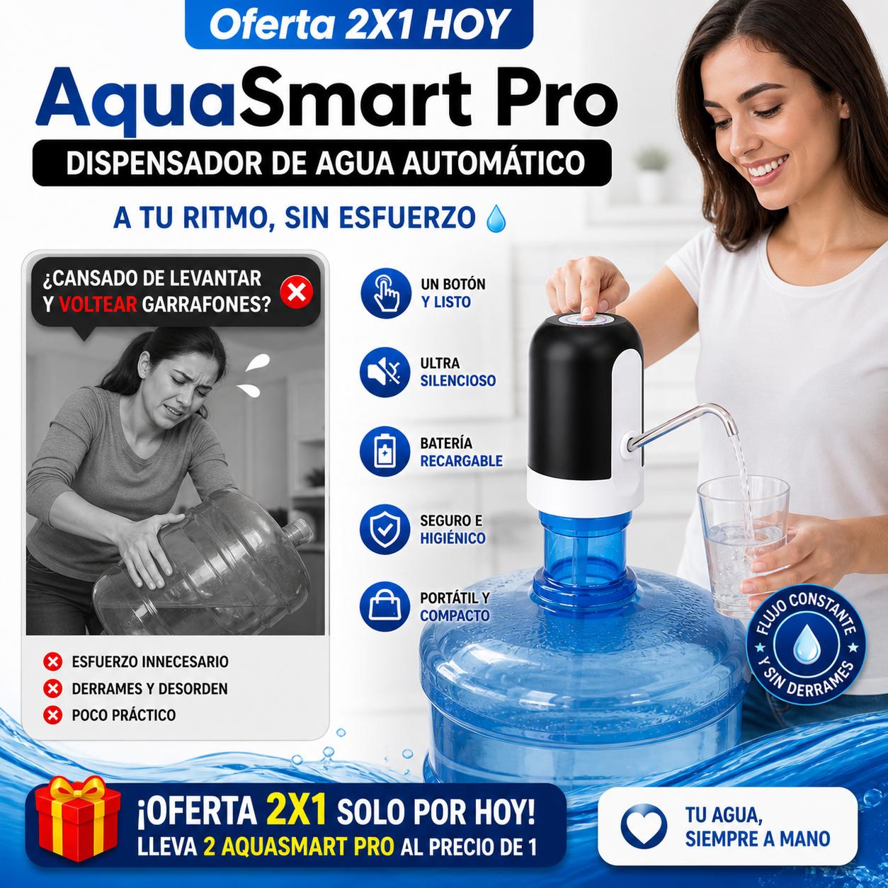 Oferta 2X1 HOY AquaSmart Pro - DISPENSADOR DE AGUA AUTOMÁTICO
