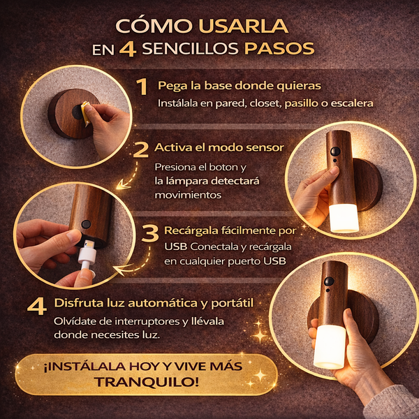 Luz Nocturna Magnética USB Compacta